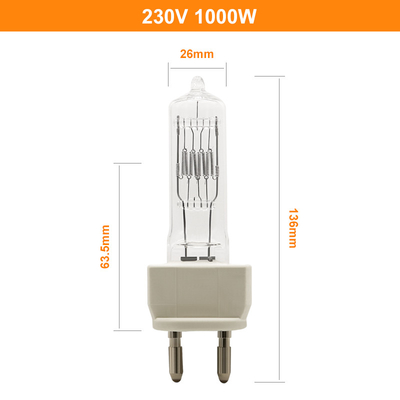 Photo Optic Display Single Ended Halogen Lamp 230v 1000w Quartz Lamp G22 Light Bulbs