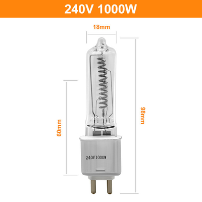 240V 1000W G9.5 Halogen Bipin Light Bulbs Infrared Heating Movie Light Bulb 98mm